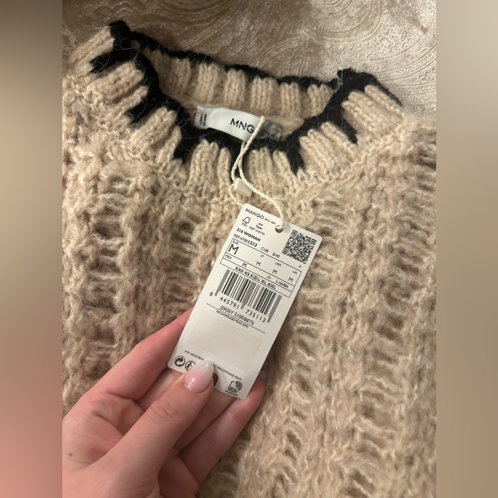 Mango MNG | Contrast Trim Wool Blend Sweater New with Tags! - Picture 8 of 9